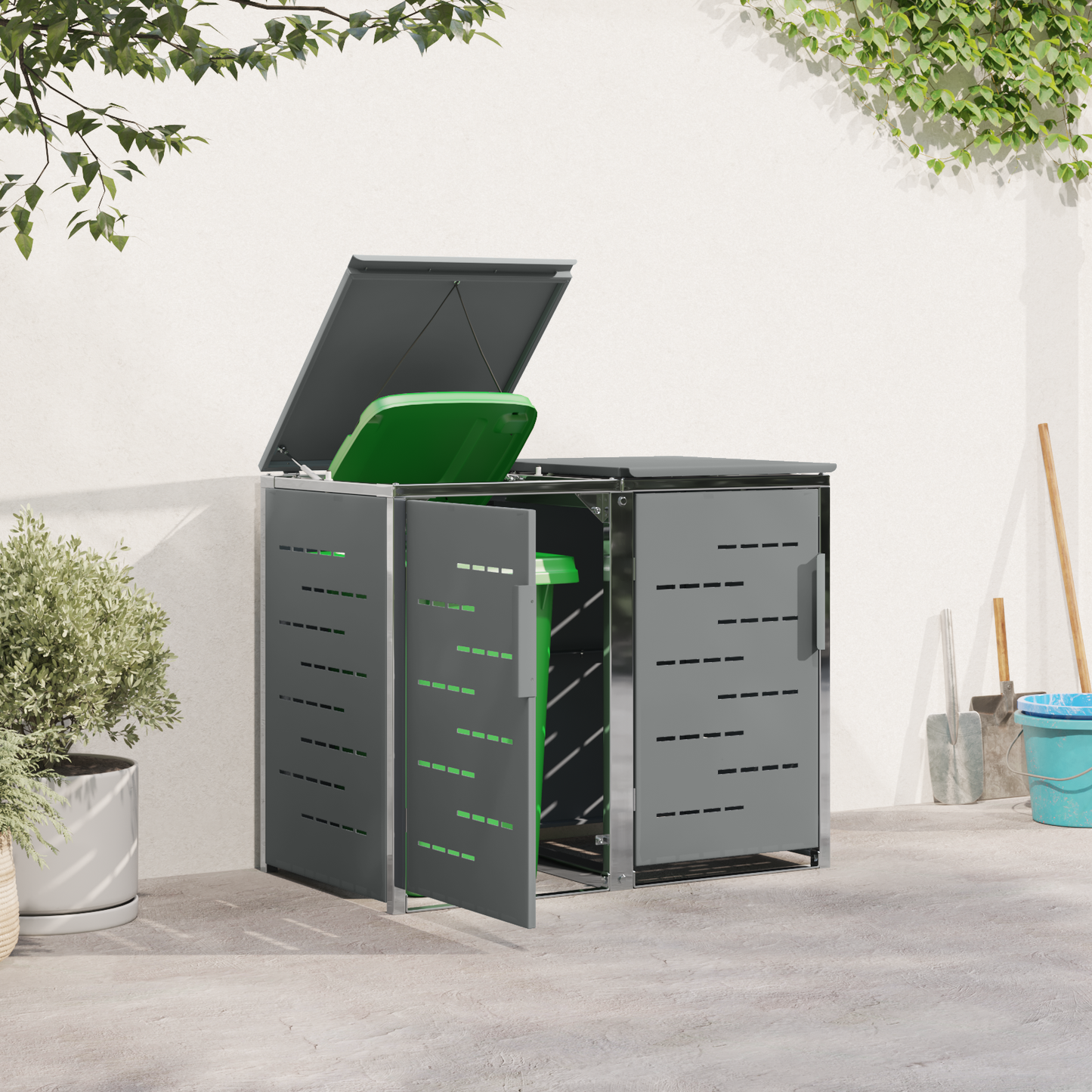 Kerekes Hulladékgyűjtő Tárolás for 2 Bins 240L Szürke