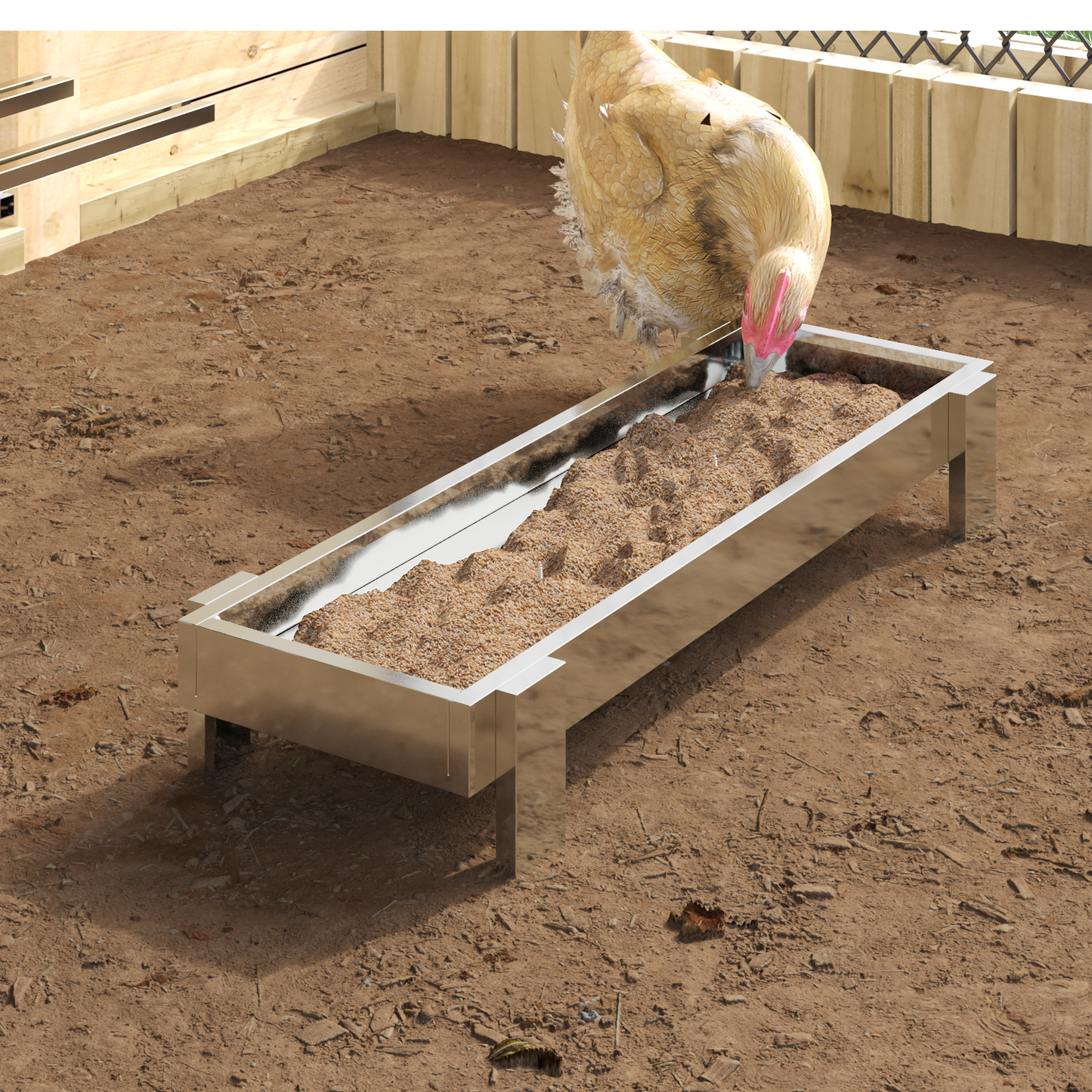 Csirke Etető Tál Ezüst 80 x 28 x 13.5 cm Horganyzott acél