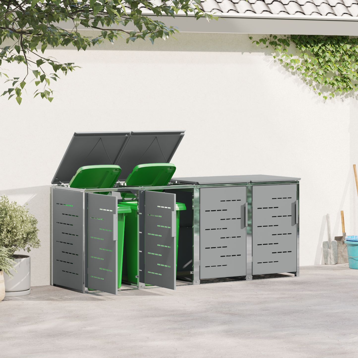 Kerekes Hulladékgyűjtő Tárolás for 4 Bins 240L Szürke