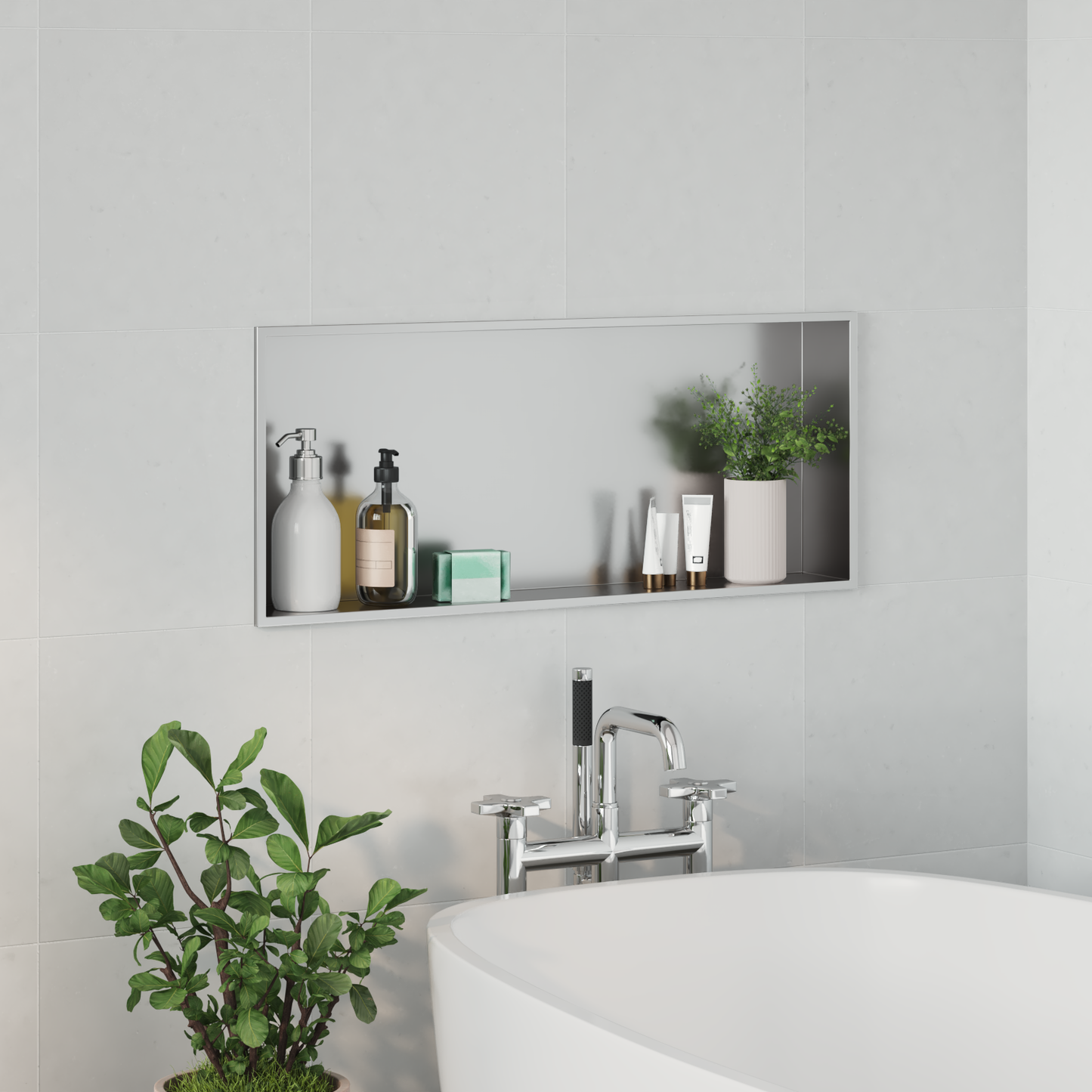 Zuhany Niche Ezüst 75 x 30 x 9,5 cm Rozsdamentes acél