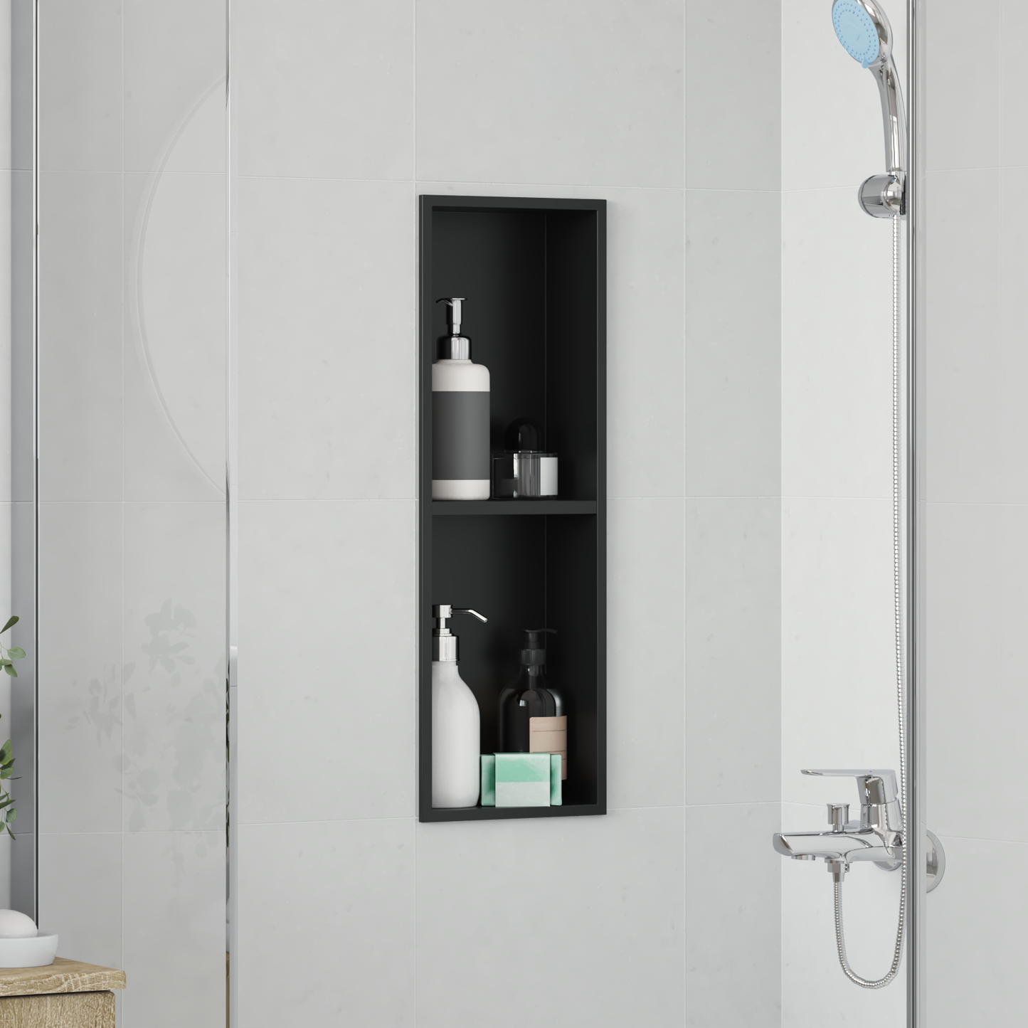 Zuhany Niche Fekete 60 x 20 x 9,5 cm Rozsdamentes acél