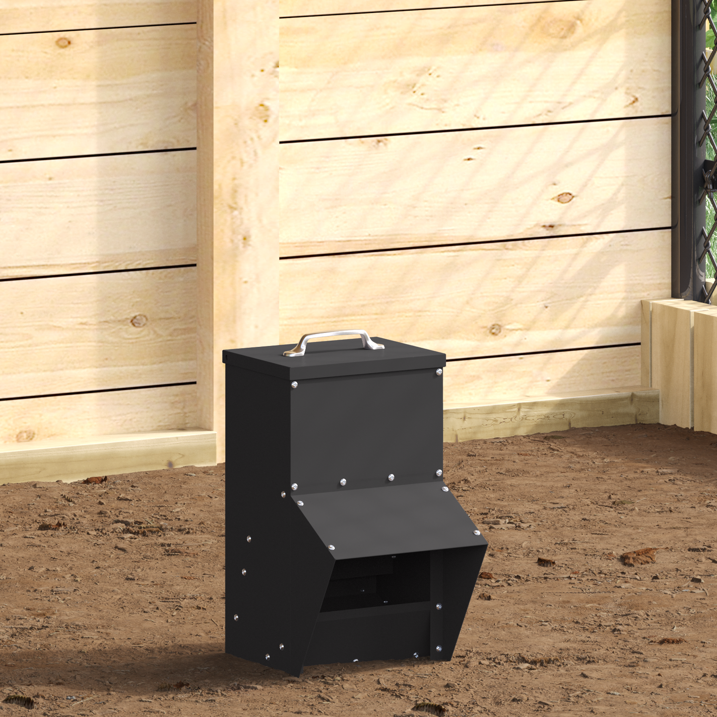 Csirke etető Fekete 20 x 25 x 35 cm Hidegen Hengerelt Acél