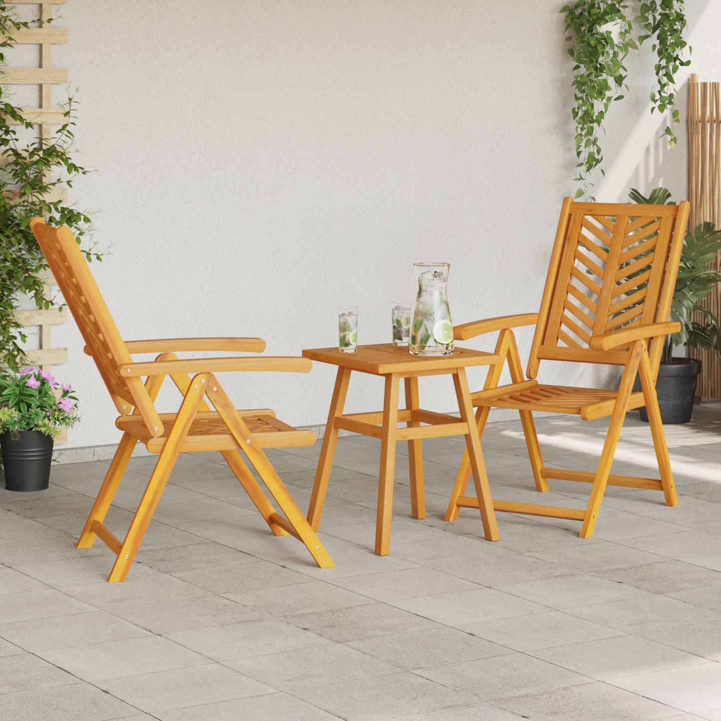 Kert étkező szett 3 pcs Barna Tömör Akácfa