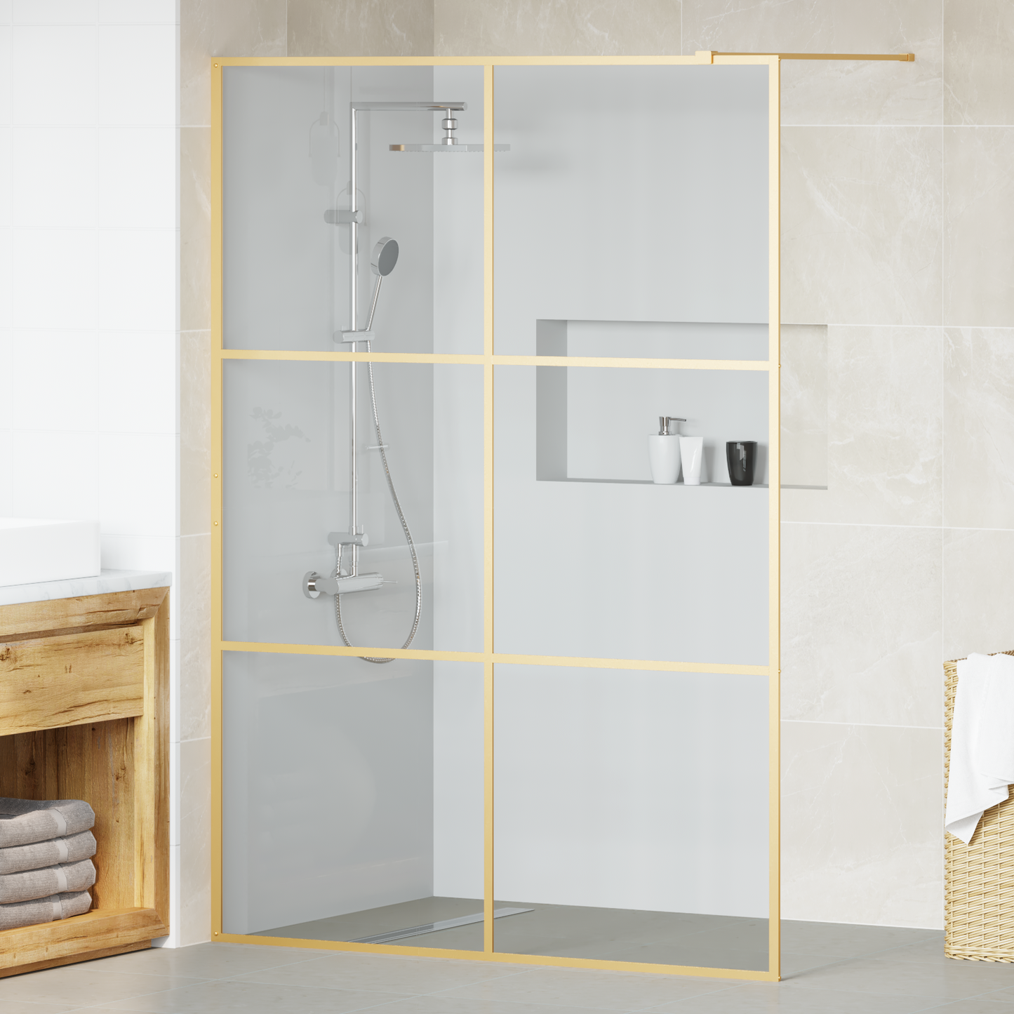 Walk-in zuhanyfal Arany 140 x 195 cm edzett üveg