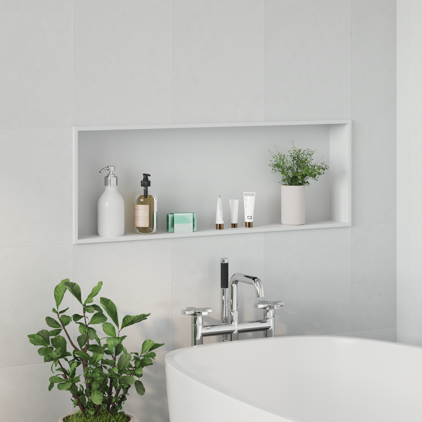 Zuhany Niche Fehér 90 x 30 x 9,5 cm Rozsdamentes acél