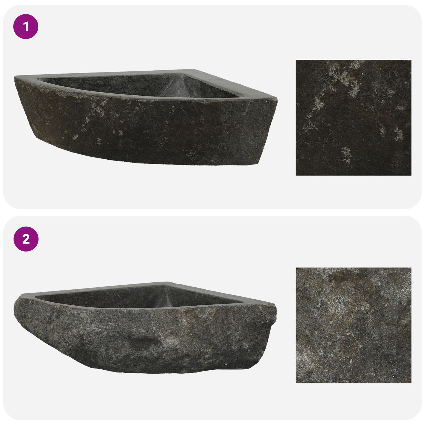 Mosdó Szürke (38-45) x (38-45) x 12 cm Folyami kő