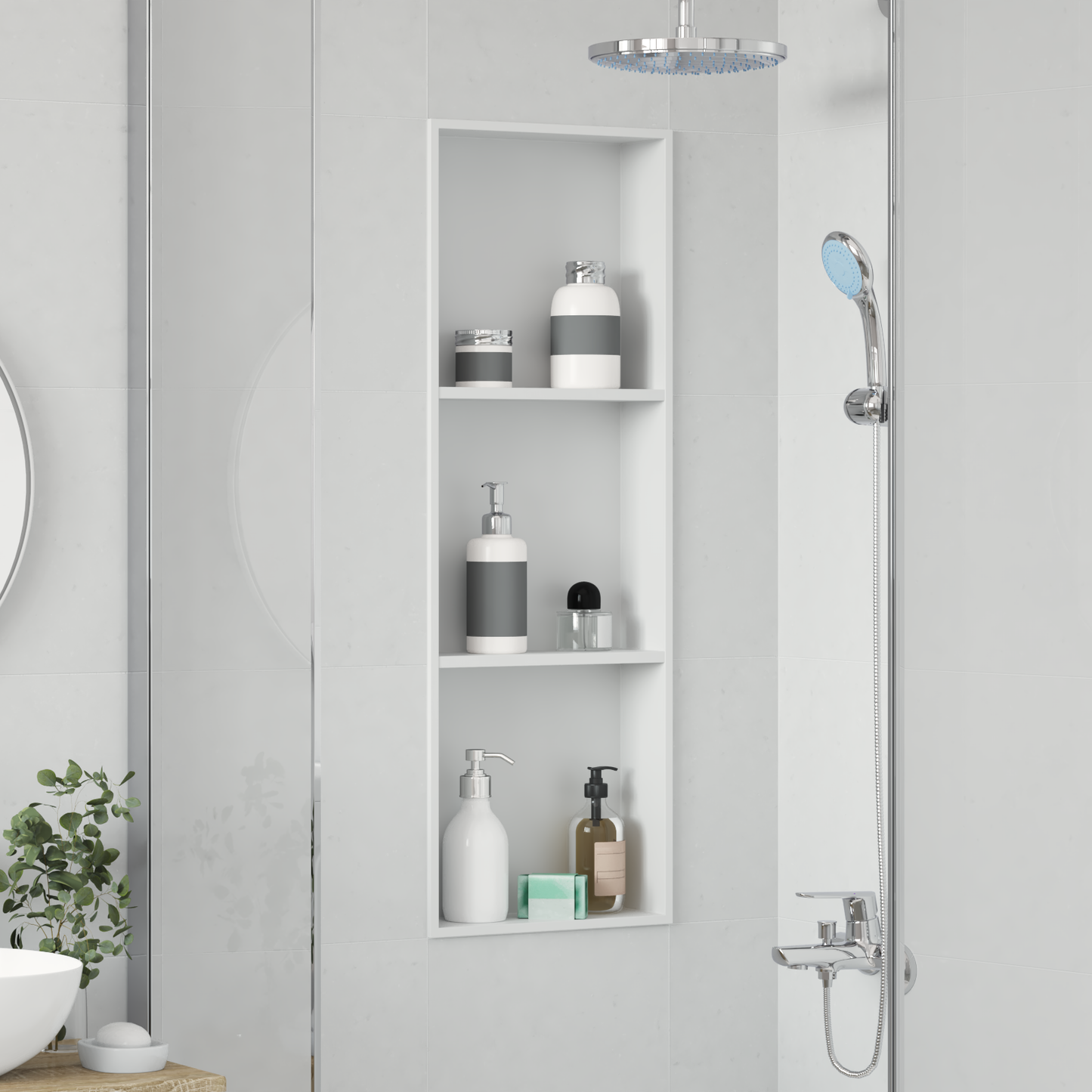 Zuhany Niche Fehér 90 x 30 x 9,5 cm Rozsdamentes acél