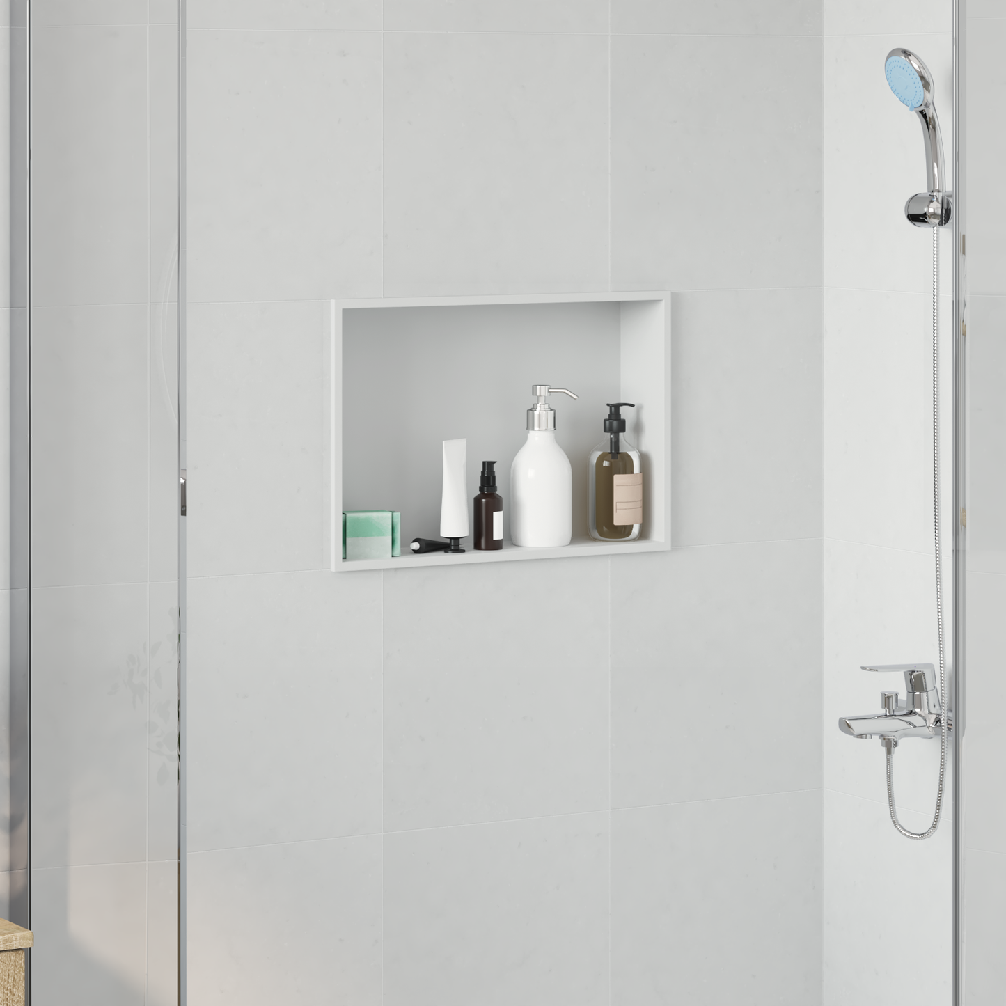 Zuhany Niche Fehér 45 x 30 x 9,5 cm Rozsdamentes acél