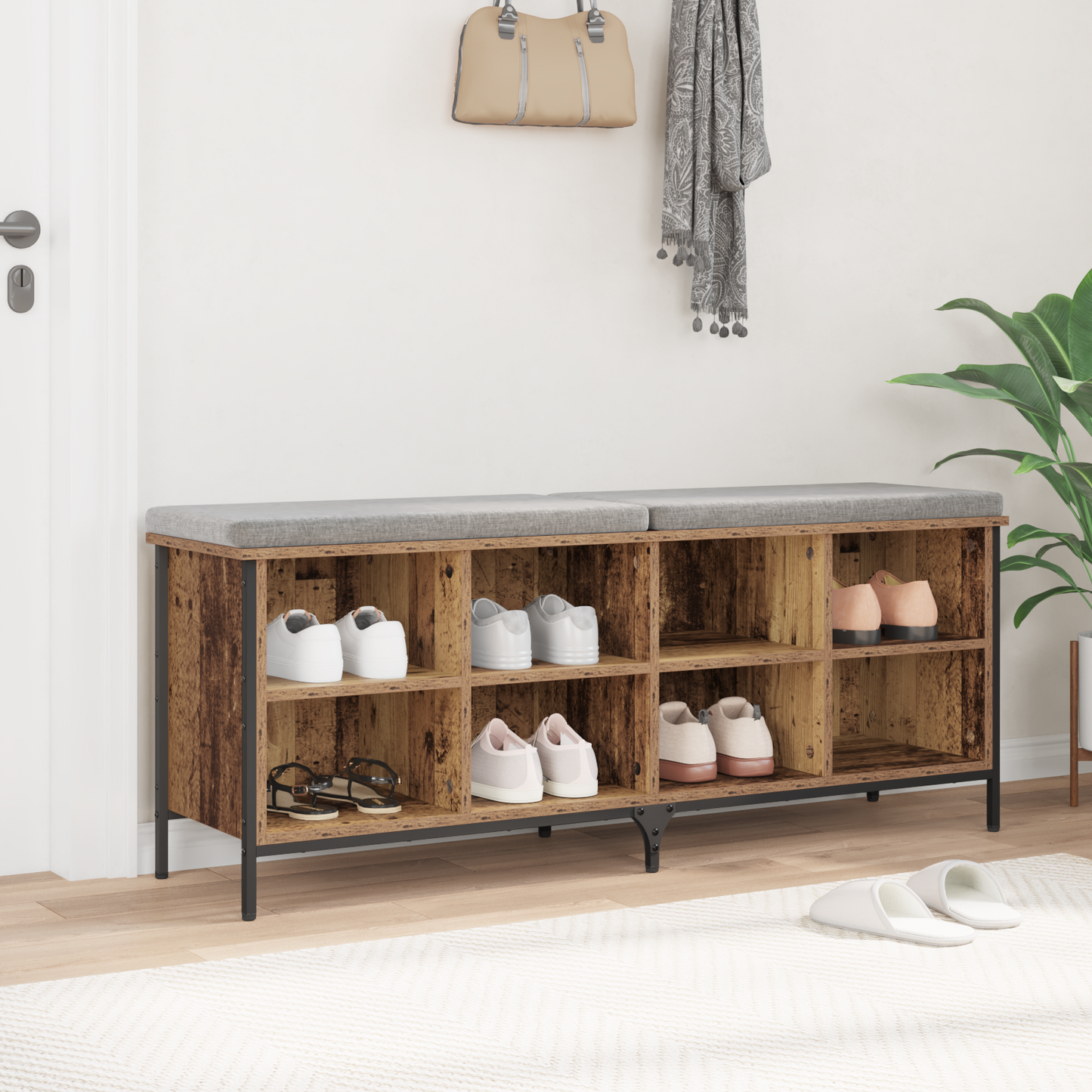 Cipőszekrény Öreg fa 131 x 35 x 50 cm Műszaki fa és vas