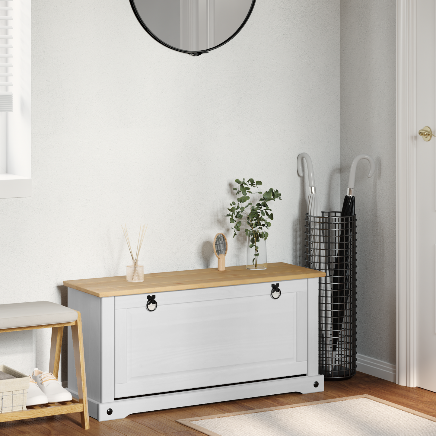 Cipőszekrény Corona Fehér 99 x 32 x 49 cm Tömör fenyőfa