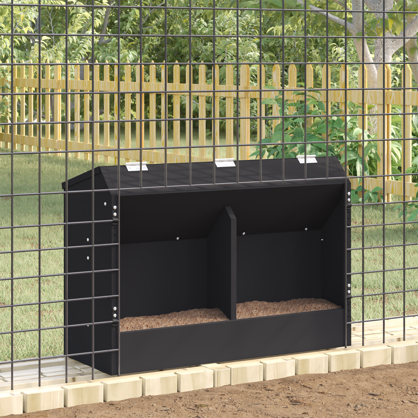 Nyúl Etető Fekete 64.5 x 25.5 x 45.5 cm Hidegen Hengerelt Acél