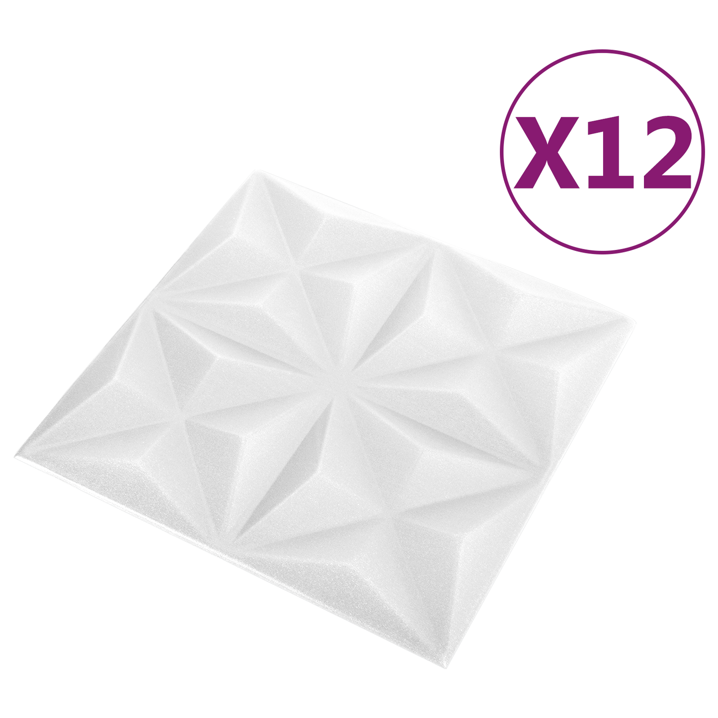 Fali panelek 12 pcs Origami Fehér 50 x 50 cm XPS Hab