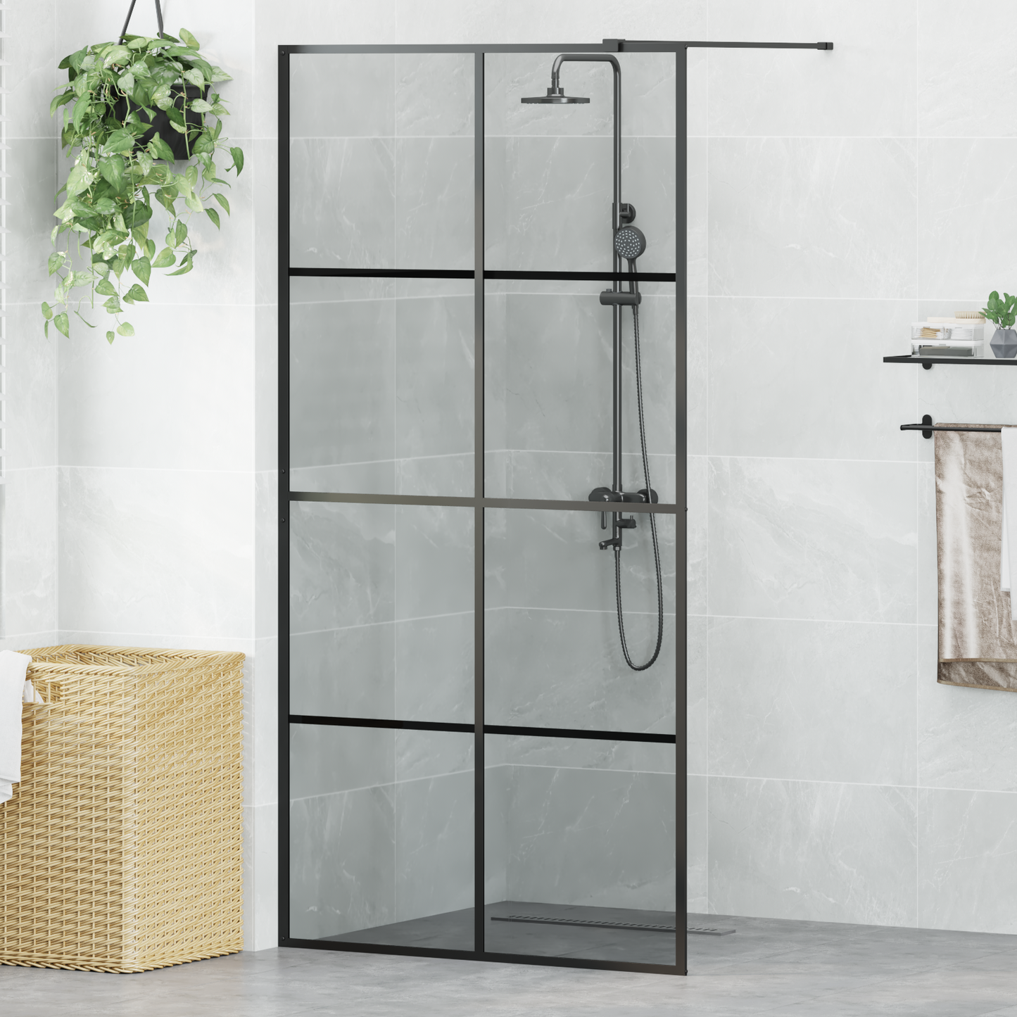 Walk-in zuhanyfal Fekete 100 x 195 cm edzett üveg
