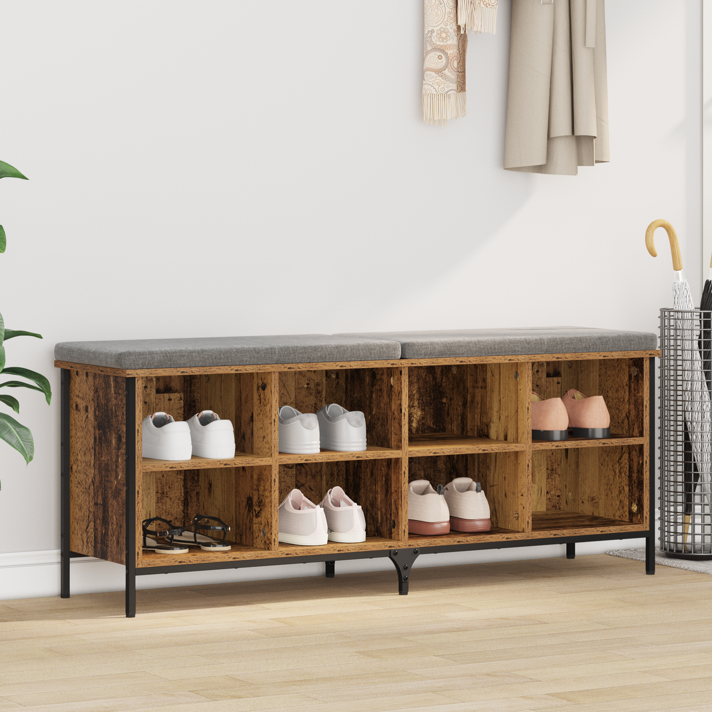 Cipőszekrény Öreg fa 131 x 35 x 50 cm Műszaki fa és vas