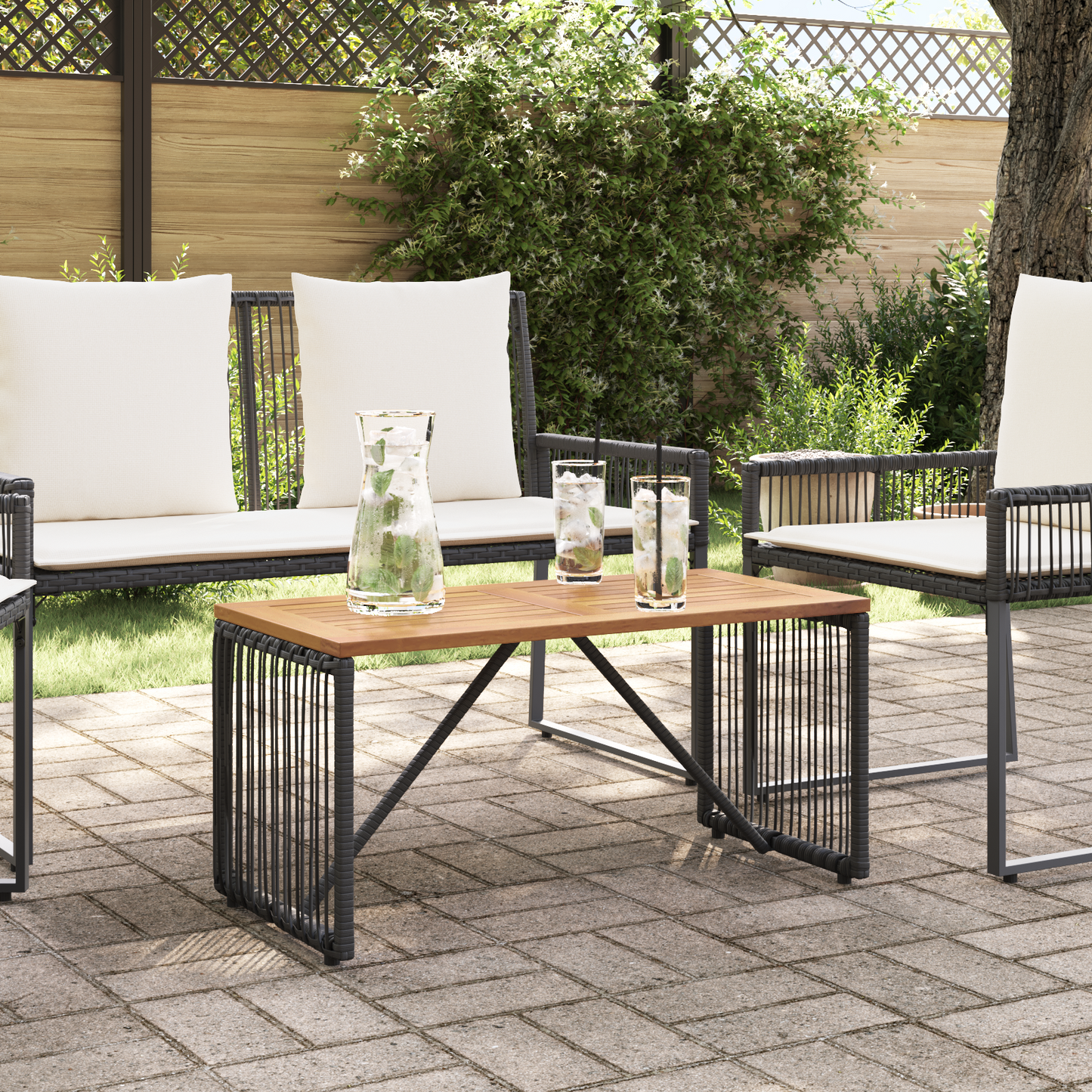 Kültéri Asztal Fekete és Barna 80 x 40 x 40 cm polirattan