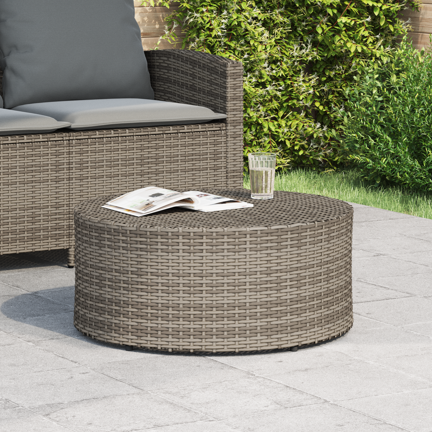 Kültéri dohányzóasztal Szürke Ø 68 x 30 cm polirattan