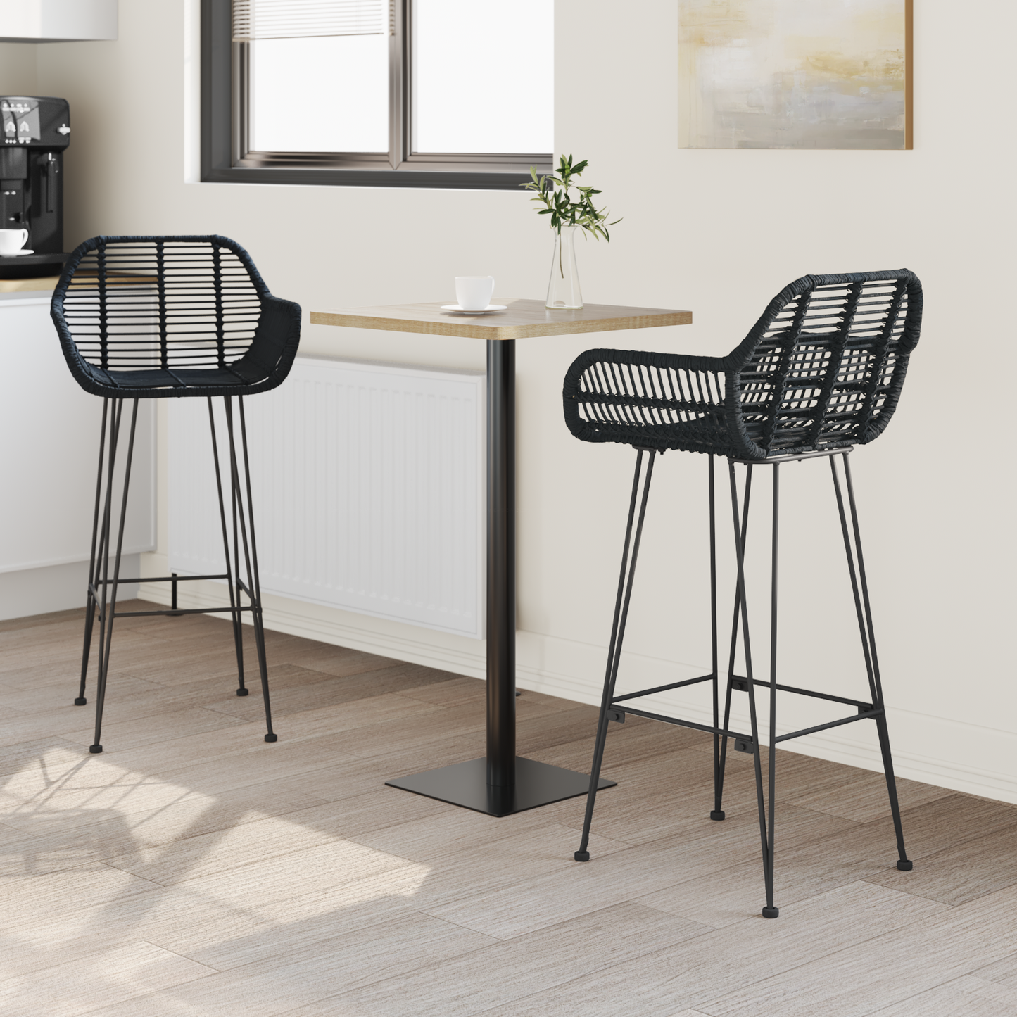 Bárszék 2 pcs 55 x 52 x 105 cm Rattan és Vas