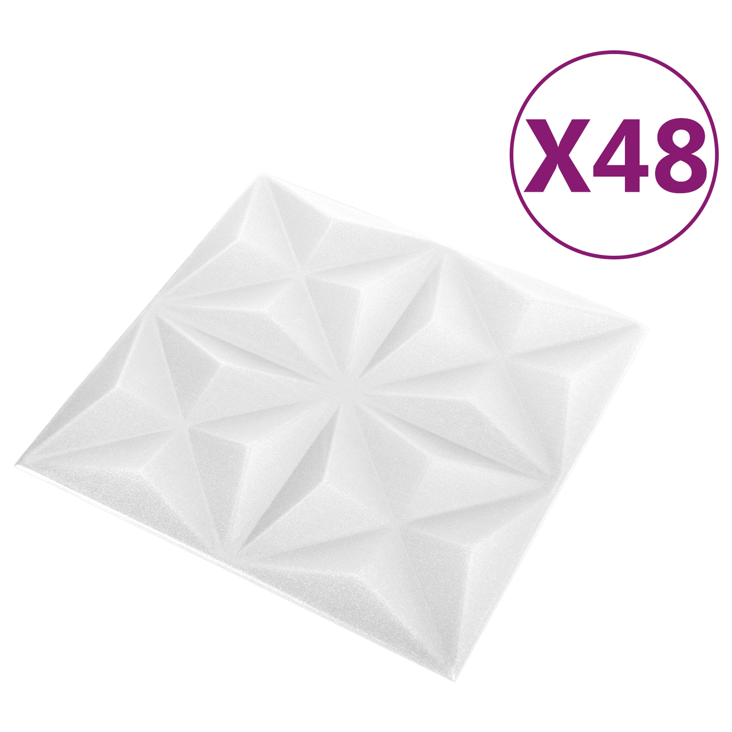 Fali panelek 48 pcs Origami Fehér 50 x 50 cm XPS Hab