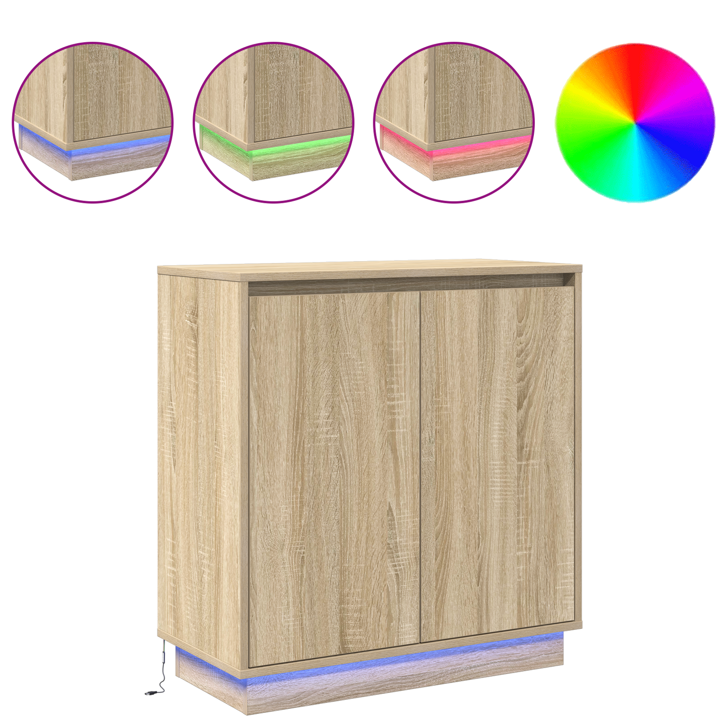 LED tálaló Sonoma Tölgy 71 x 34,5 x 75 cm Szerelt Fa