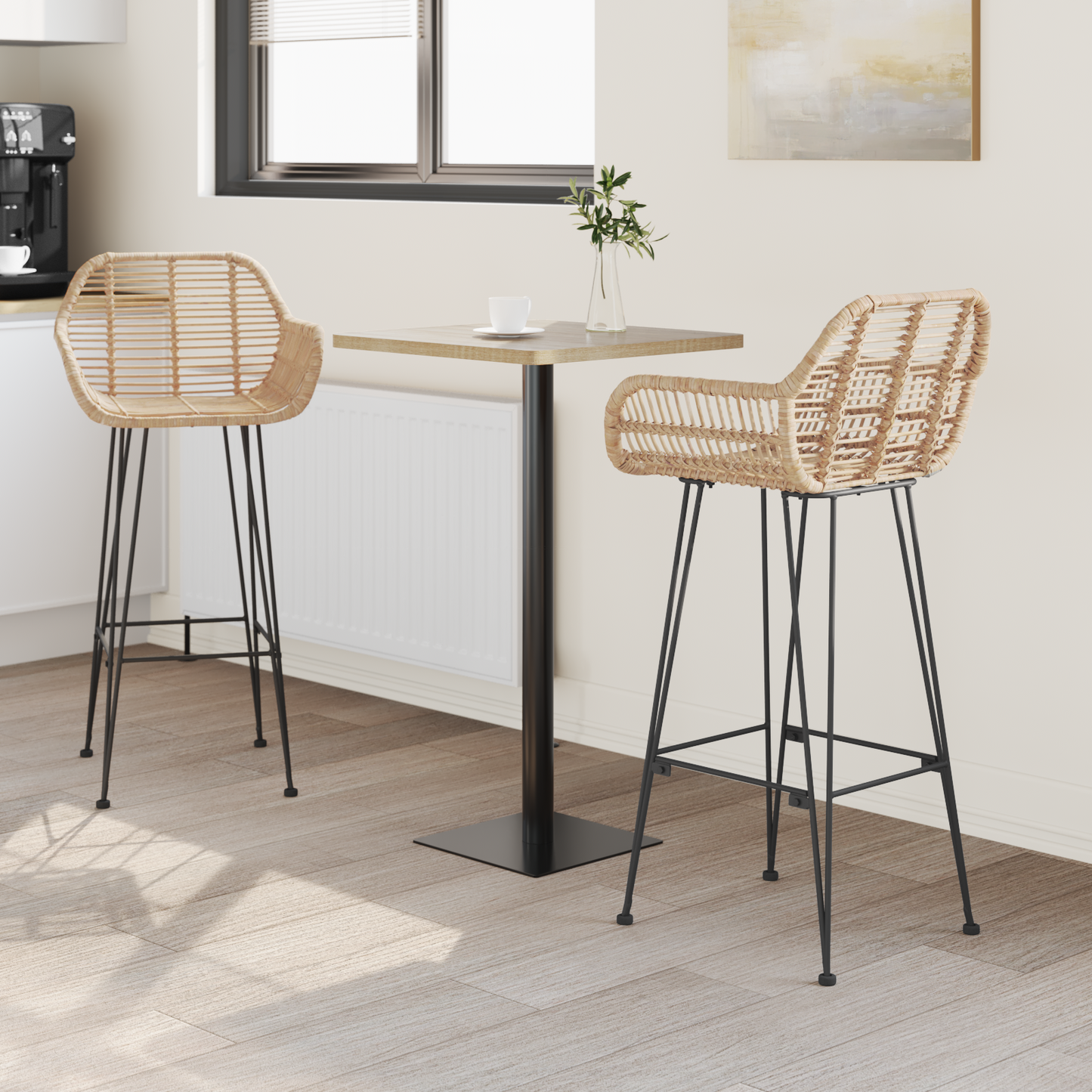 Bárszék 2 pcs 55 x 52 x 105 cm Rattan és Vas