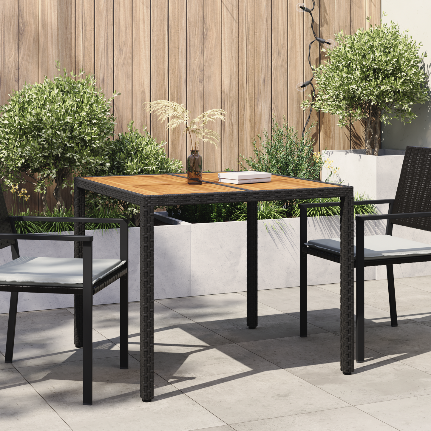 Kerti Asztal Fekete 90 x 90 x 75 cm polirattan