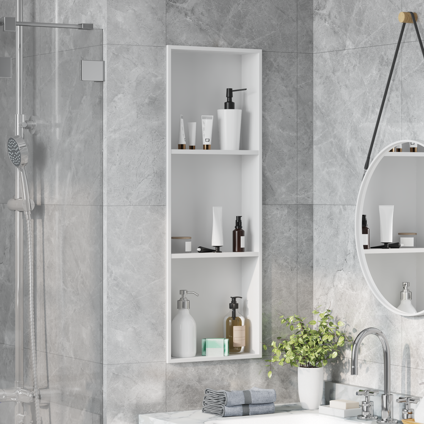 Zuhany Niche Fehér 90 x 30 x 9,5 cm Rozsdamentes acél