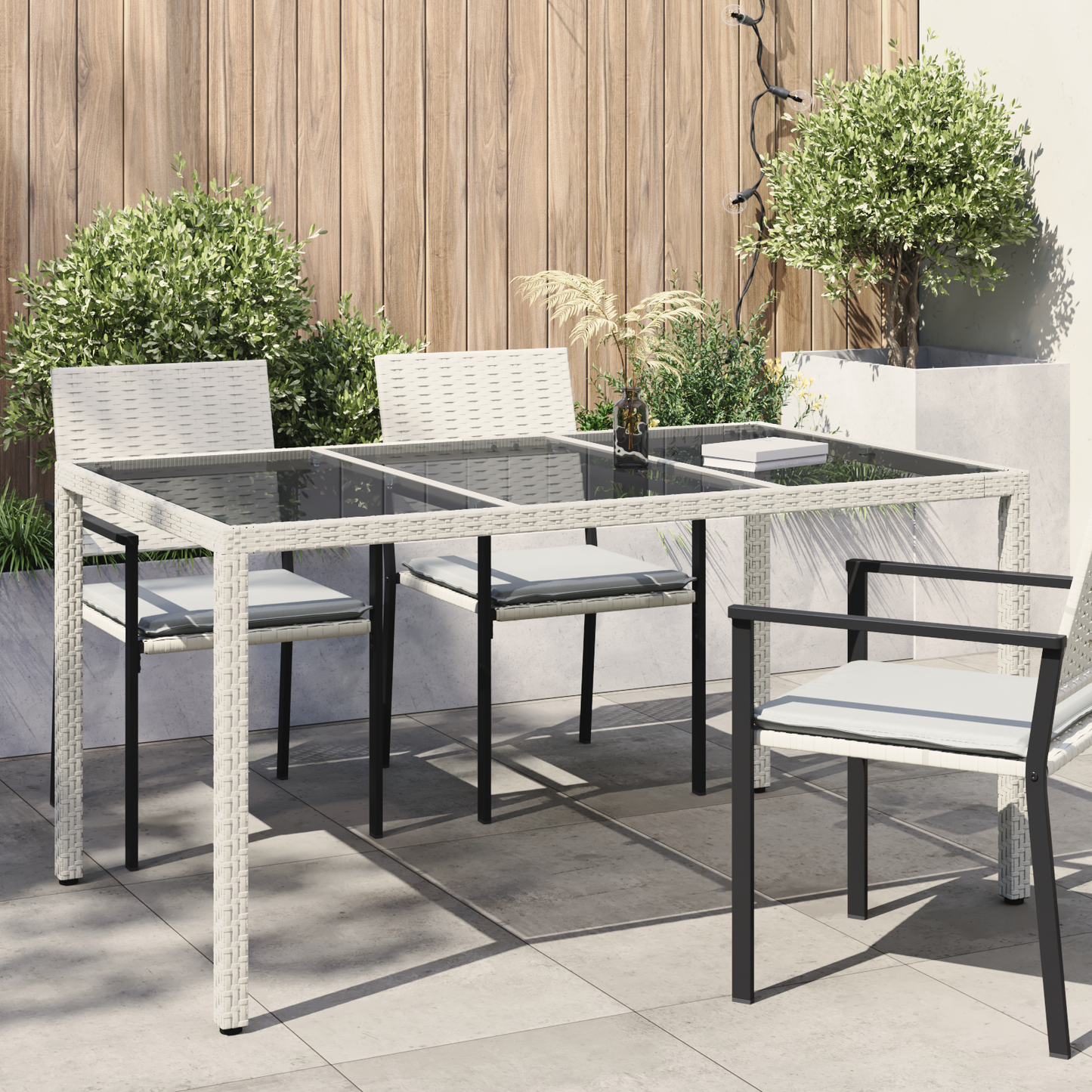 Kerti Étkezőasztal Fehér 150 x 90 x 75 cm polirattan