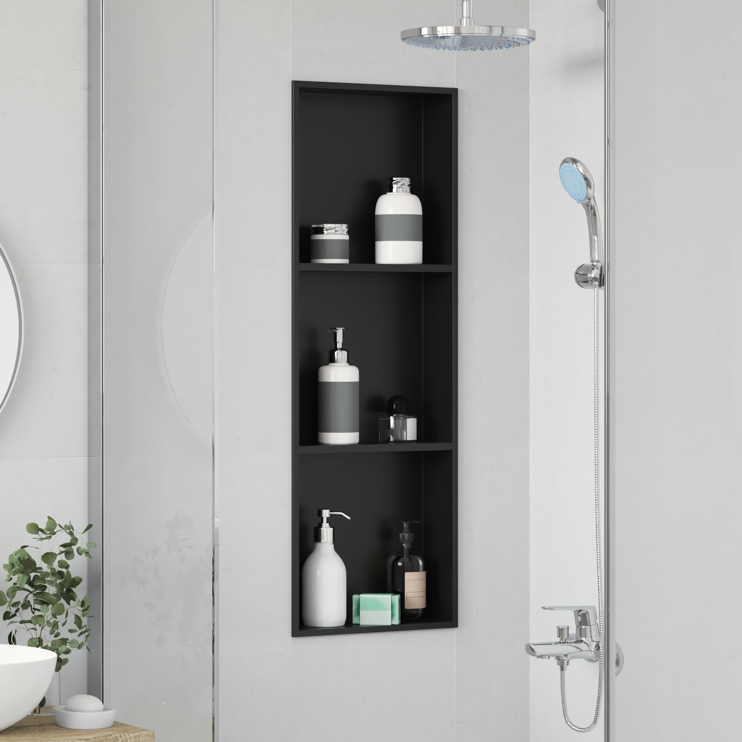 Zuhany Niche Fekete 92 x 32 x 10 cm Rozsdamentes acél