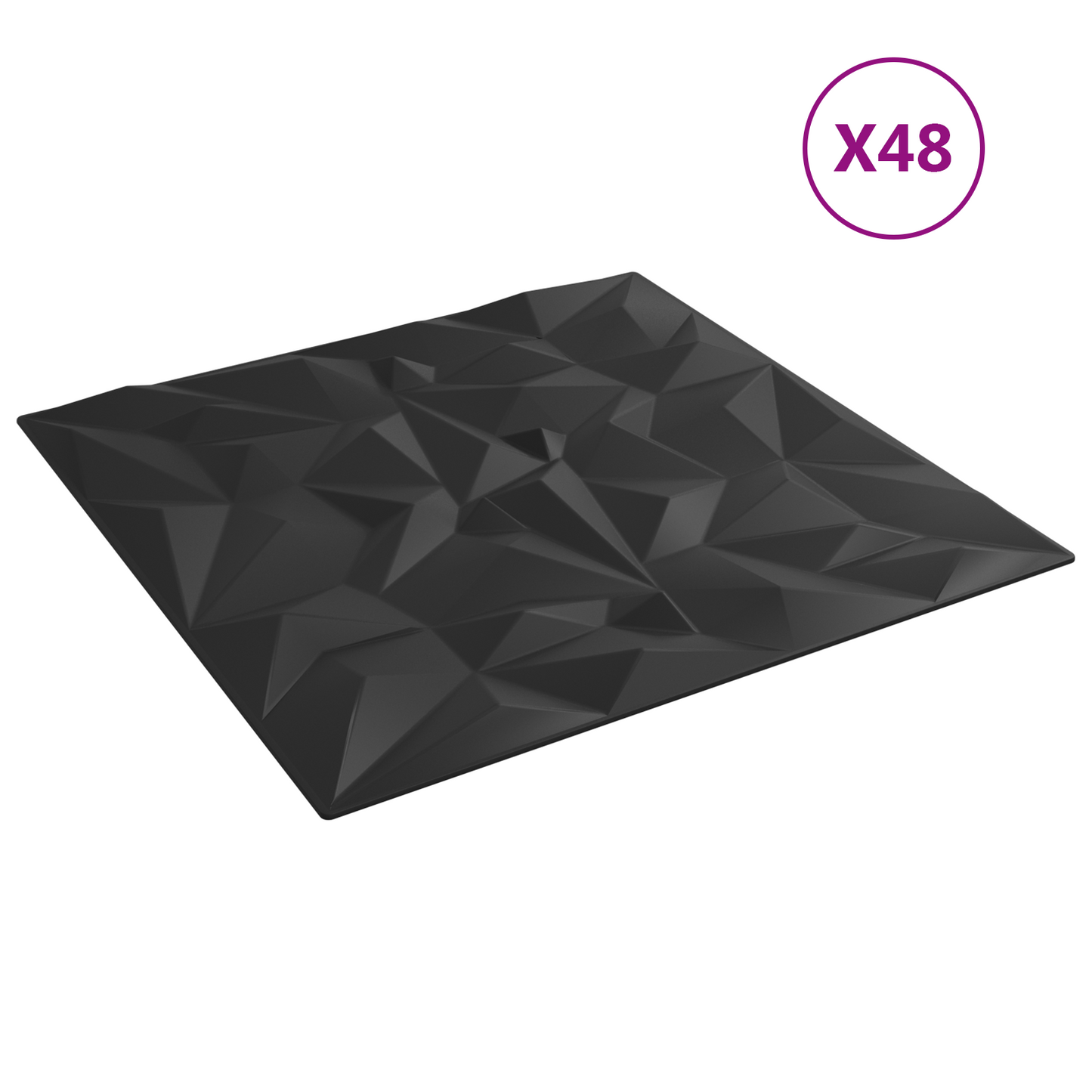 Fali panelek 48 pcs Fekete 50 x 50 cm XPS Hab
