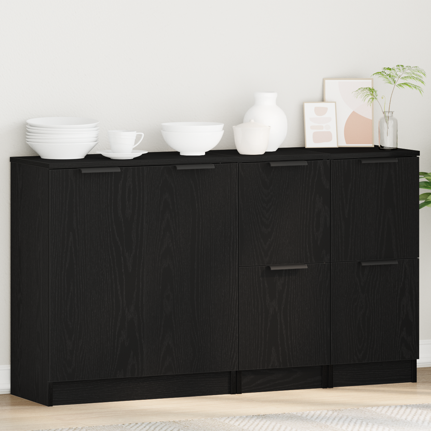 Széf 3 db Fekete tölgy 120 x 30 x 70 cm Szerelt Fa