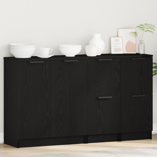 Széf 3 pcs Fekete tölgy Faanyag