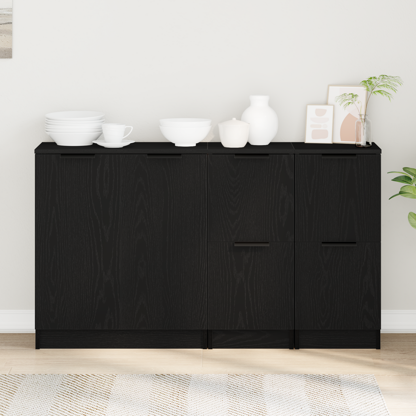 Széf 3 db Fekete tölgy 120 x 30 x 70 cm Szerelt Fa