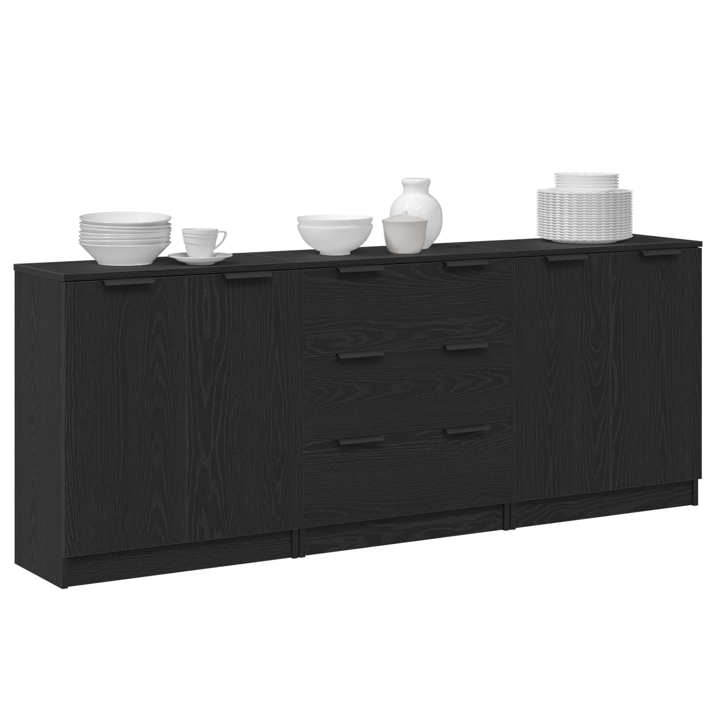 Széf 3 db Fekete tölgy 180 x 30 x 70 cm Szerelt Fa