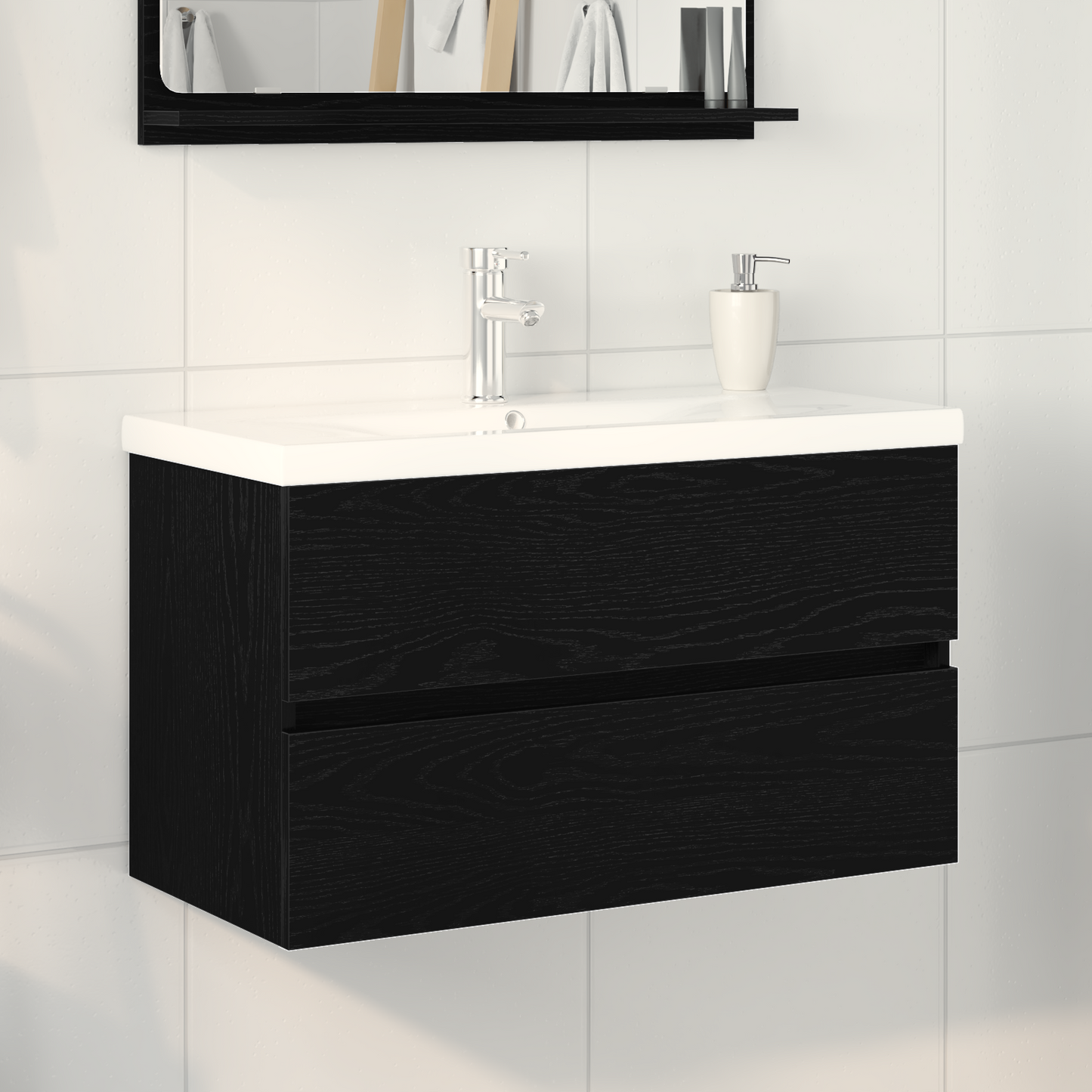 Fürdőszobai mosdószekrény Fekete tölgy 80 x 39 x 62 cm Faanyag