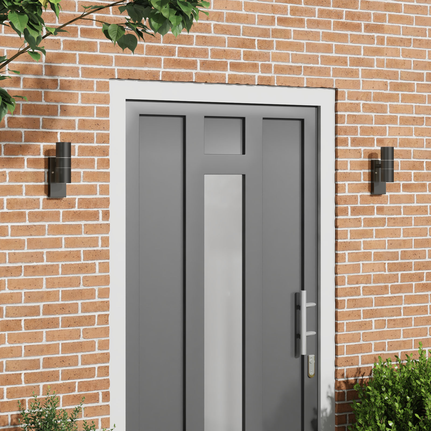 Kültéri Fali Lámpa 2 pcs Fekete 7 x 10 x 22 cm