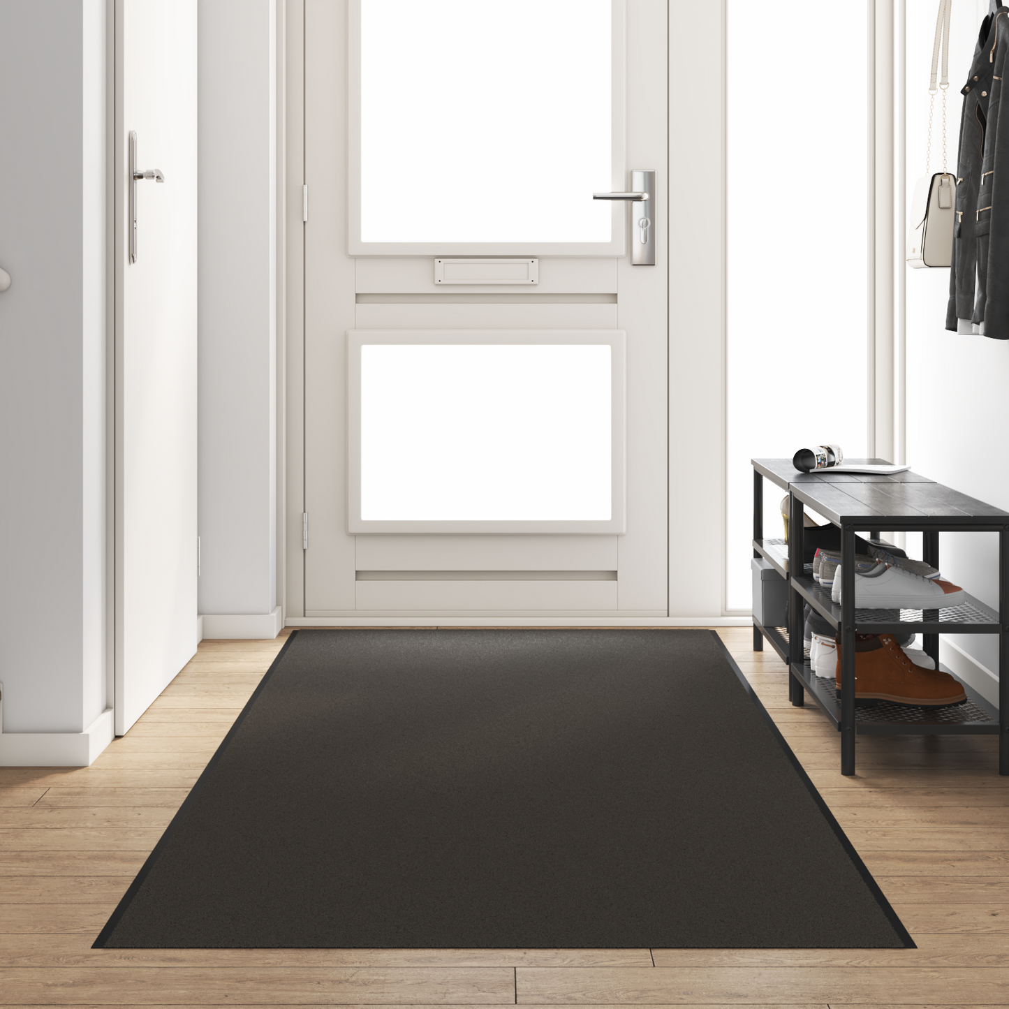 Ajtószőnyeg Antracit és fekete 120 x 400 cm 100% Poliamid