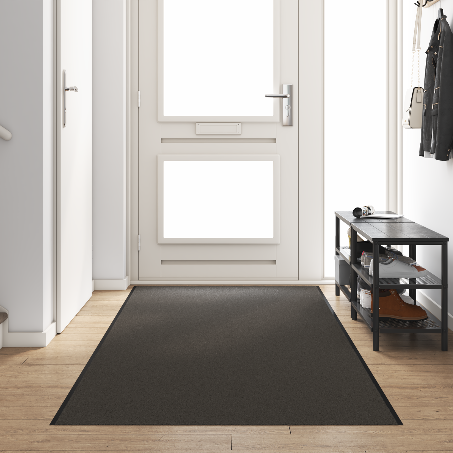 Ajtószőnyeg Antracit és fekete 120 x 350 cm 100% Poliamid