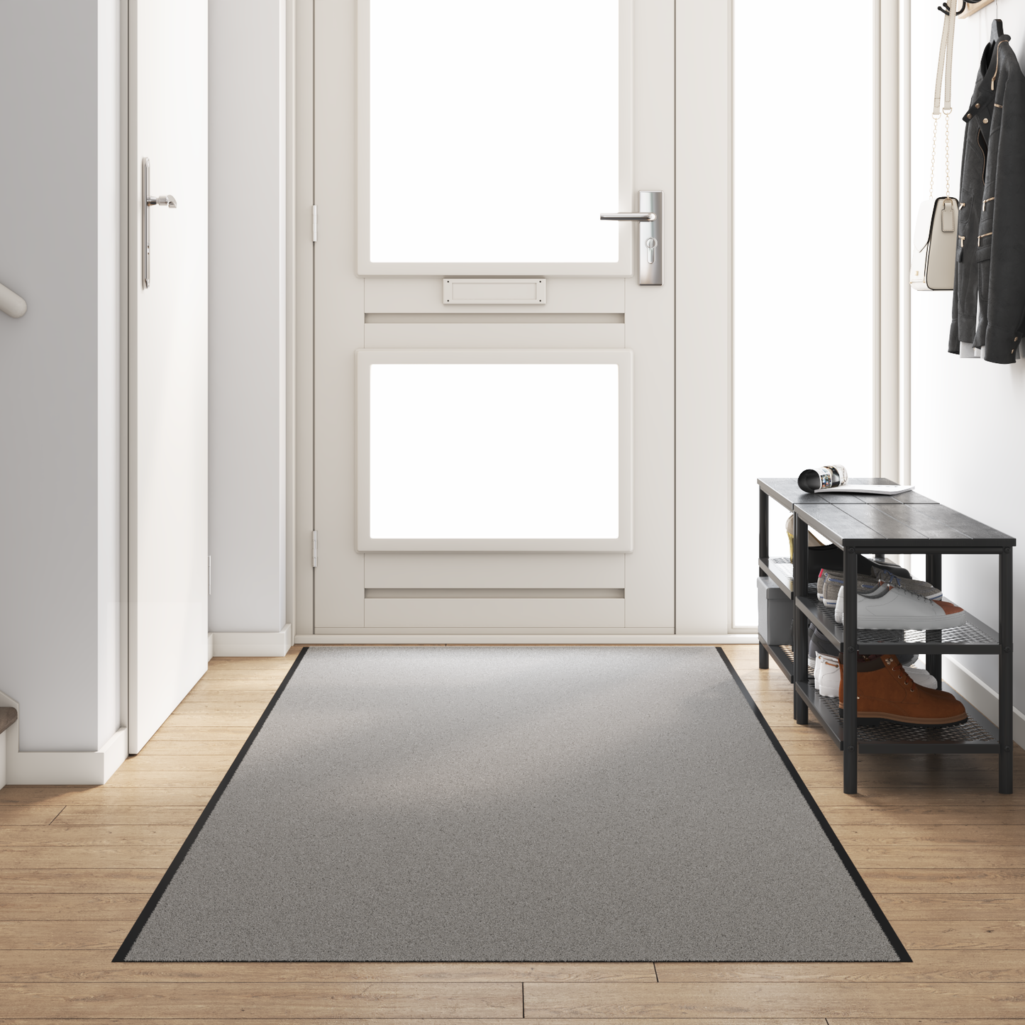 Ajtószőnyeg Szürke és fekete 120 x 400 cm 100% Poliamid