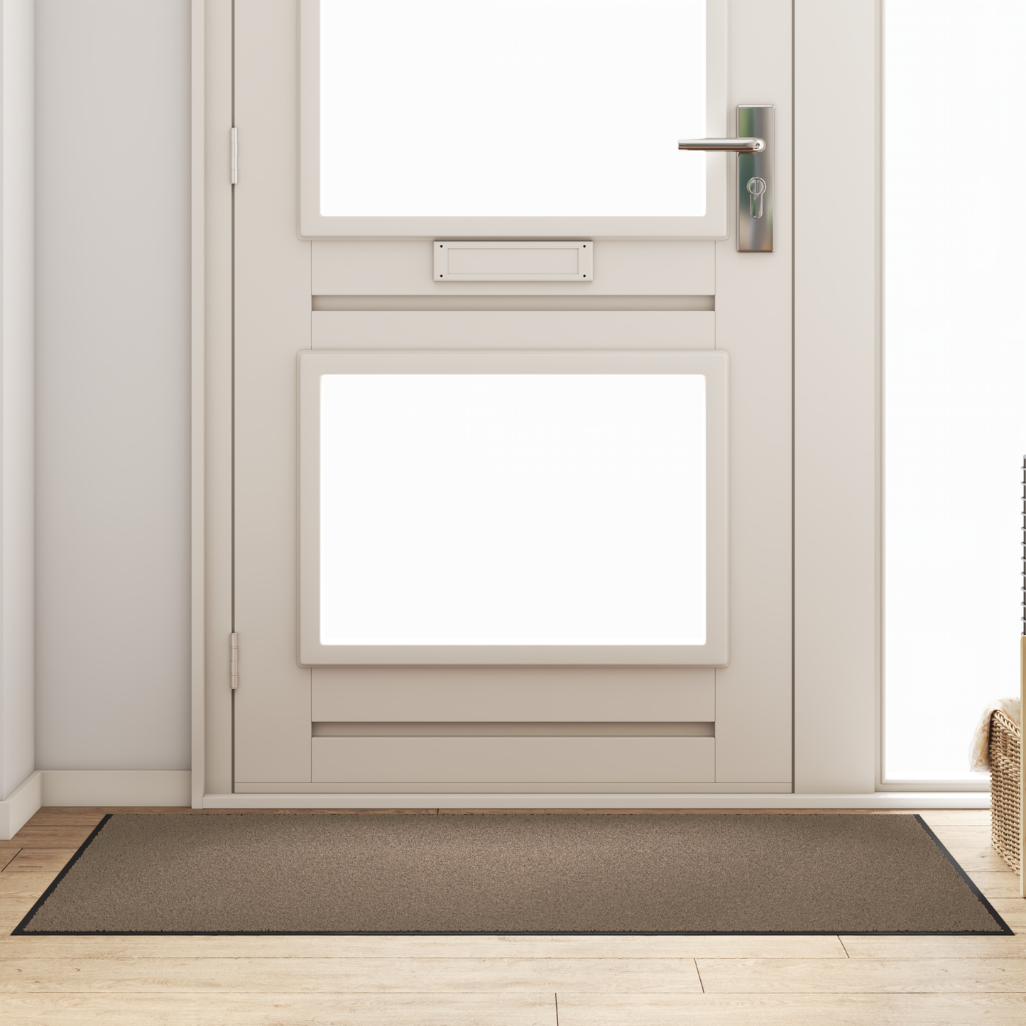Ajtószőnyeg Beige és fekete 90 x 150 cm 100% Poliamid