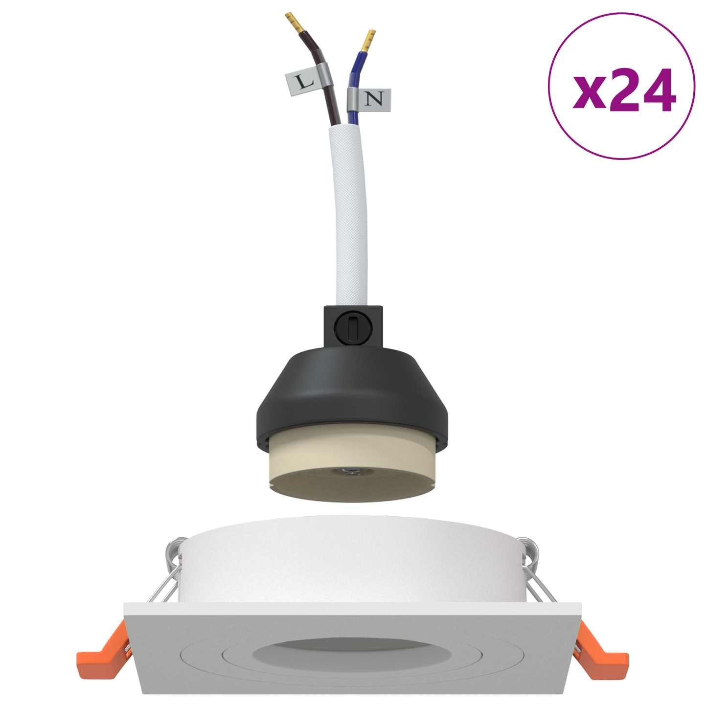 Spotlámpa 24 pcs Fehér 9 x 9 x 2 cm Alumínium