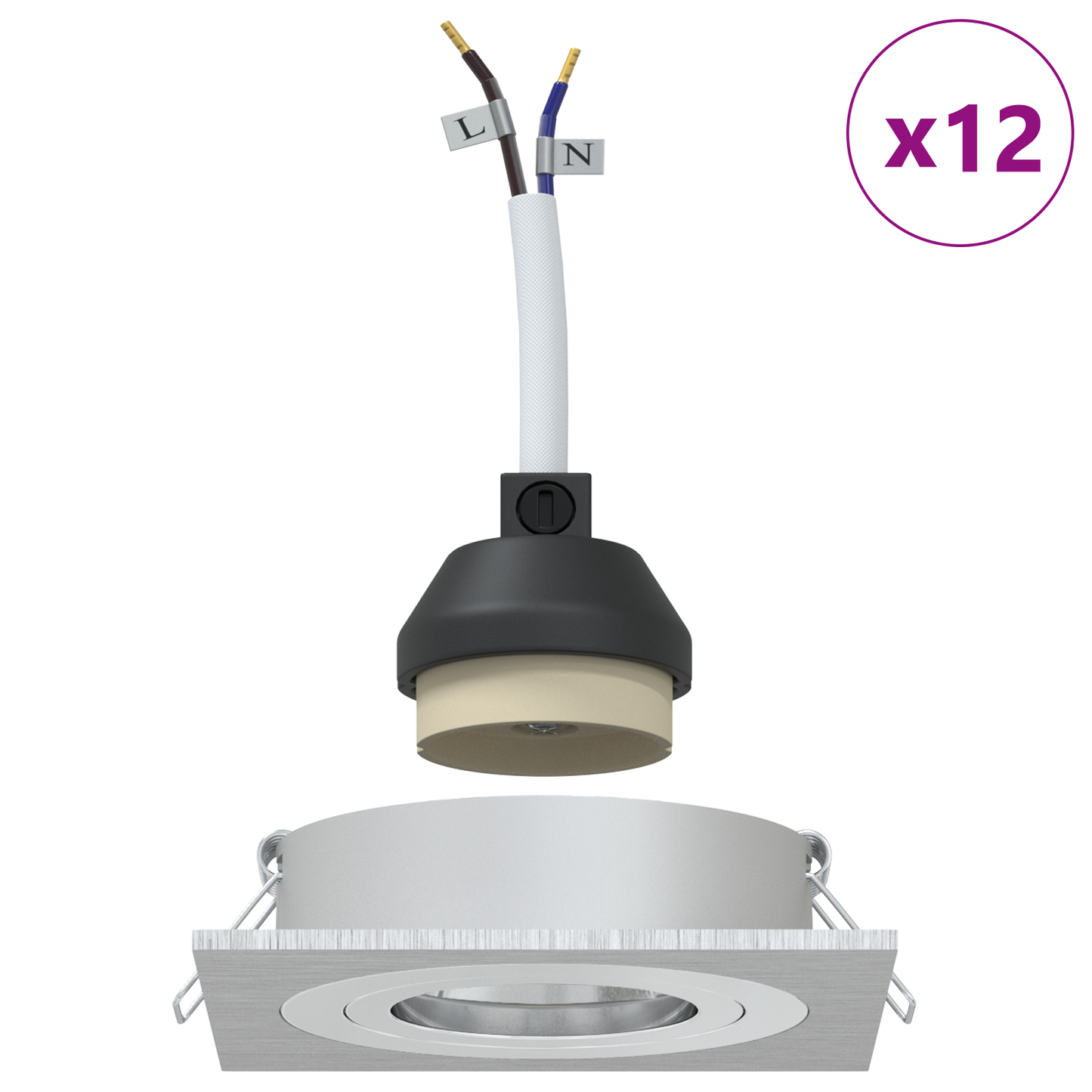 Spotlámpa 12 pcs Ezüst 9 x 9 x 2 cm Alumínium
