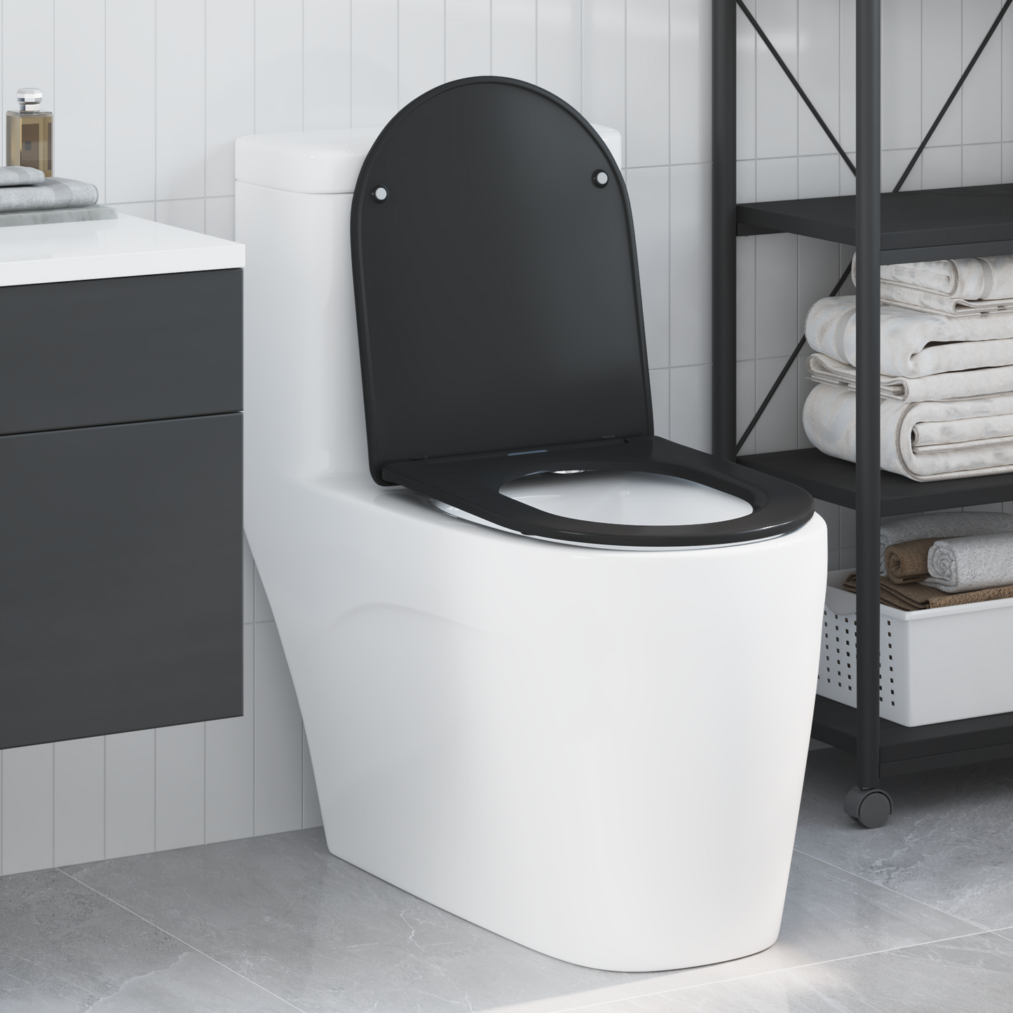 WC ülőke Fekete 47 x 36 x 3,4 cm Duroplast