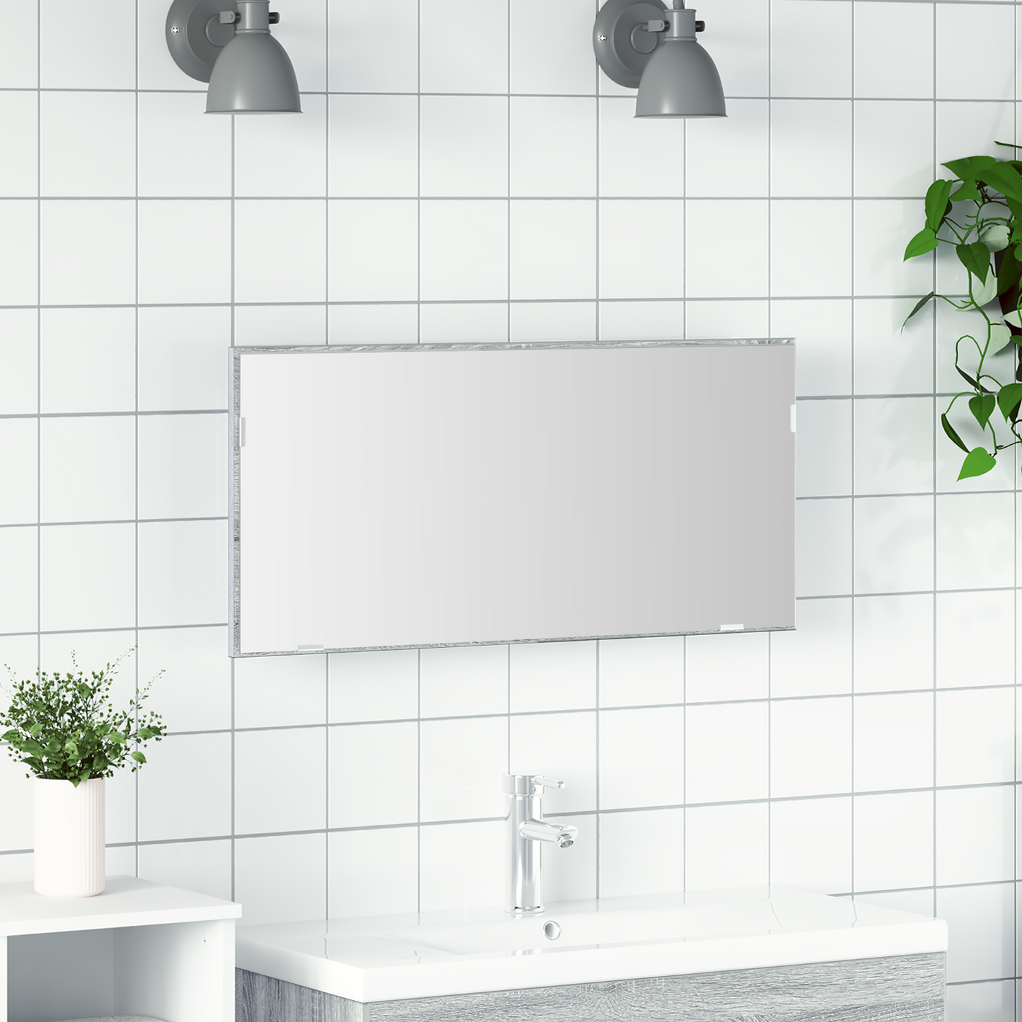 Tükör Magas szürke sonoma 80 x 37 cm Üveg és Műszaki Fa