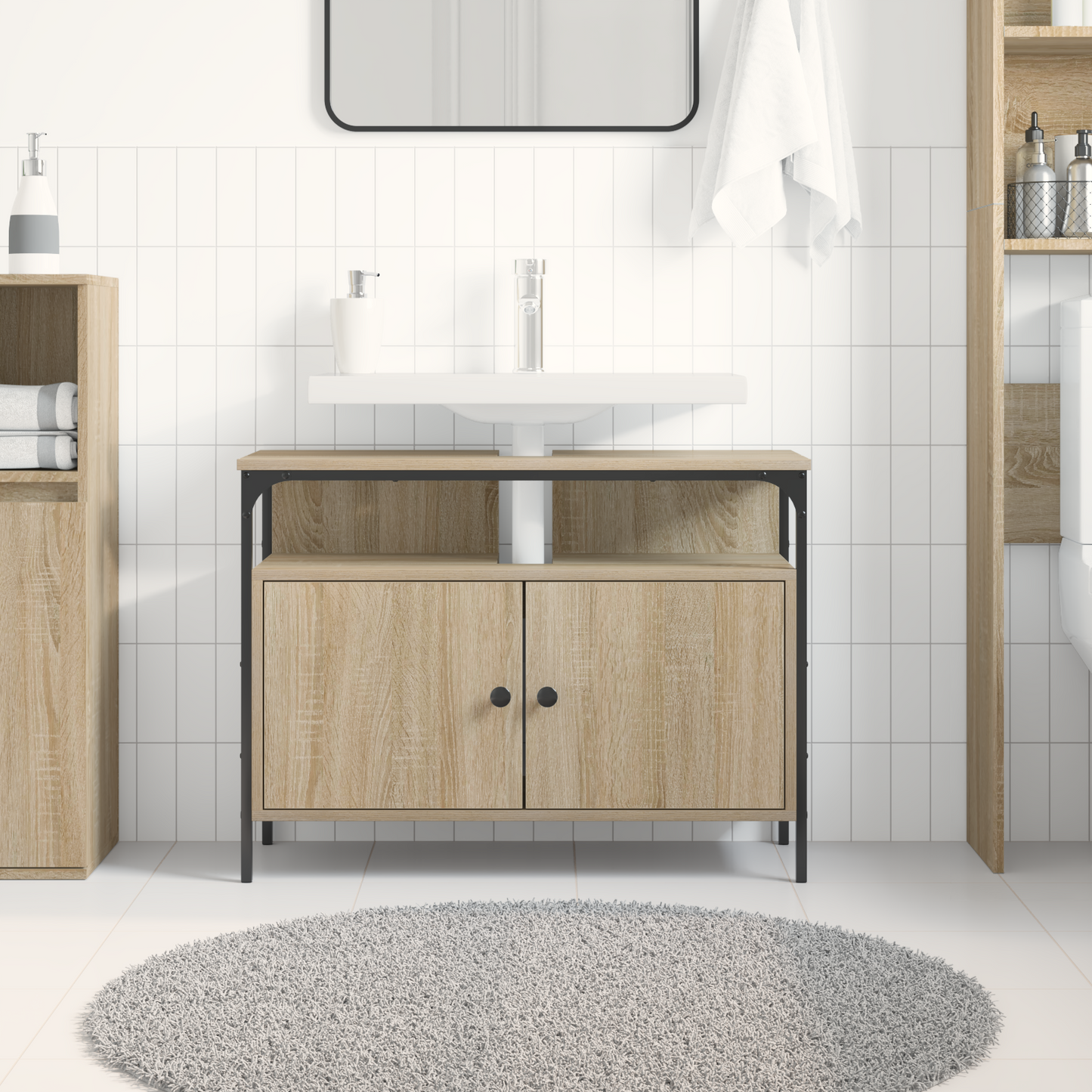 Fürdőszobai mosdószekrény Barna 80 x 30 x 60 cm Szerelt fa