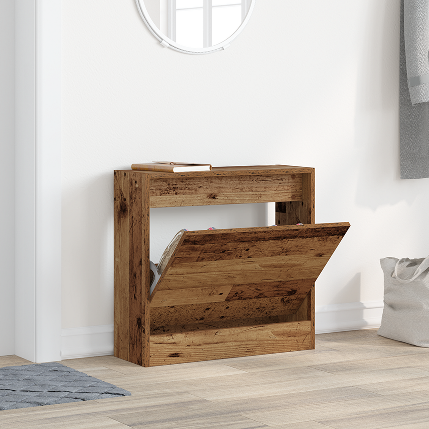 Cipőszekrény 60 x 21 x 57 cm Szerelt Fa Öreg fa